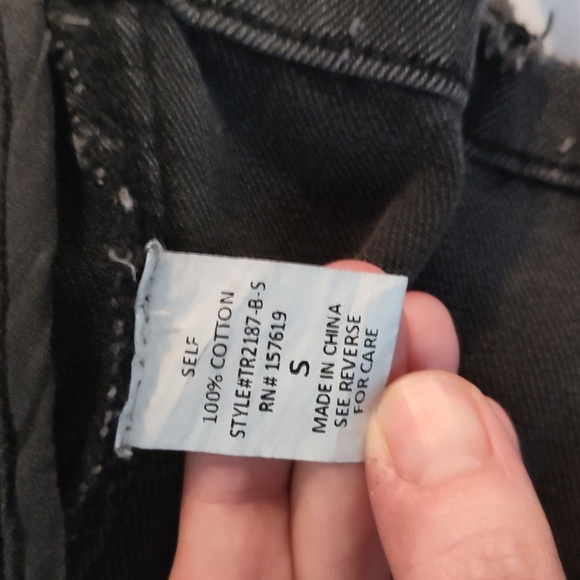 12th tribe faded black Moto jean jacket size small distressed - Picture 4 of 8